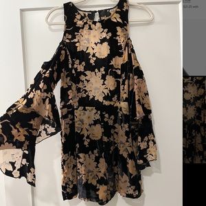 By Together Black Velvet and Tan Flower Romper